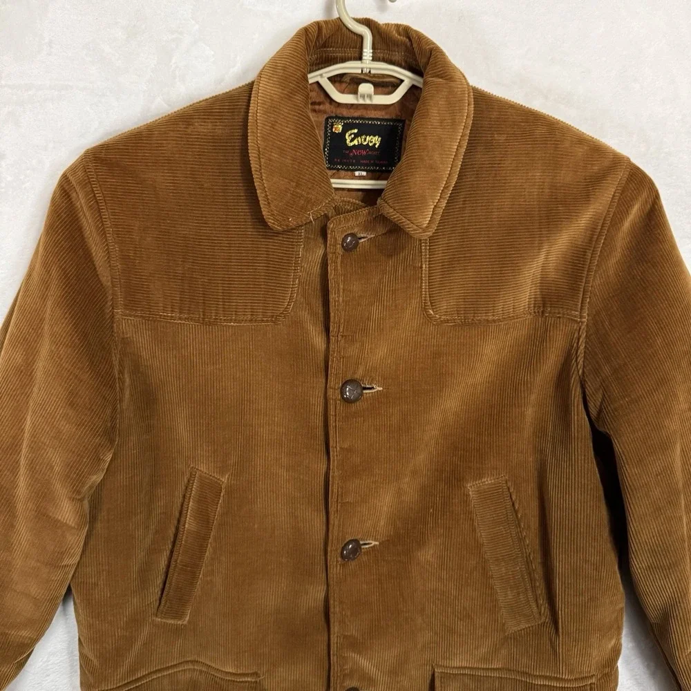 Vintage 70s Brown Corduroy Field Coat‎ XL Puff Quilted Lined Barn Utility Jacket